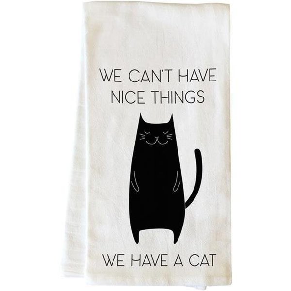 One Bella Casa One Bella Casa 82864TW Cant Have Nice Things Cat Tea Towel - Black 82864TW